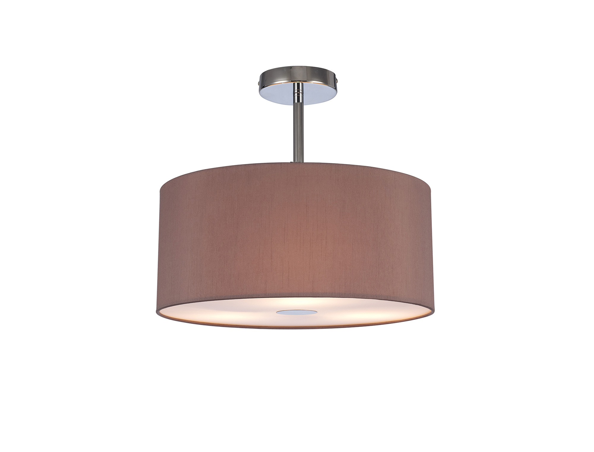 Baymont 40cm Semi Flush 3 Light Polished Chrome, Taupe/Halo Gold, Frosted Diffuser